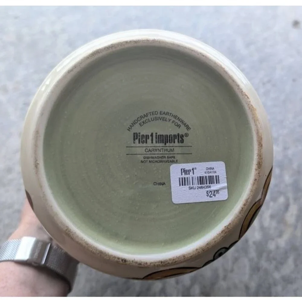 PIER 1 IMPORTS Carynthum Utensil Crock Holder Floral Earthenware